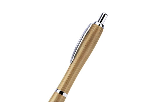 Zoom sur le haut du corps du stylo à bille en bambou