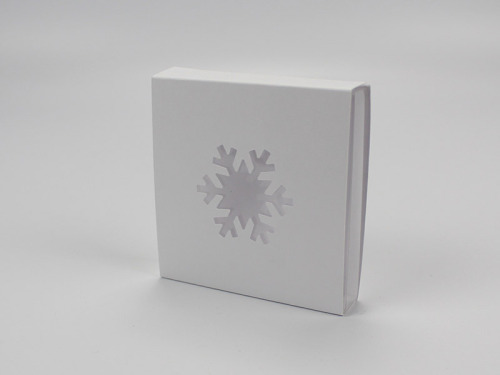 Boîte à tiroir carré avec découpe neutre avec un symbole flocon de neige sur le dessus