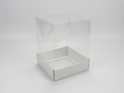 Boîte carrée haute vitrine non imprimée avec couvercle transparent