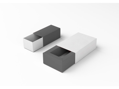 2 boîtes à tiroir rectangles ouvertes blanches et grises