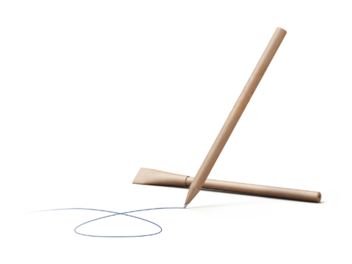 2 stylos à bille en papier couleur bois
