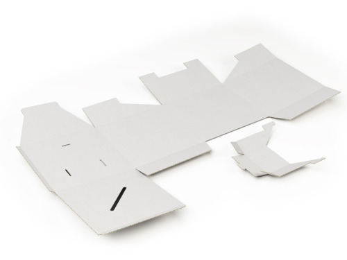 Urne en carton blanc ouverte à plat à monter sur fond blanc avec porte-bulletins