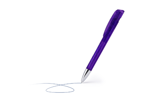 Stylo à bille coloré transparent violet avec pointe chromée