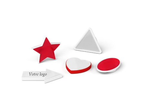 Exemples de magnets Ã  la forme blanc ou rouge