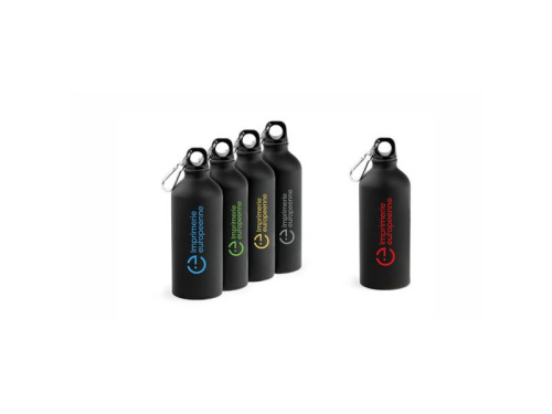 Gourde en aluminium noire personnalisable