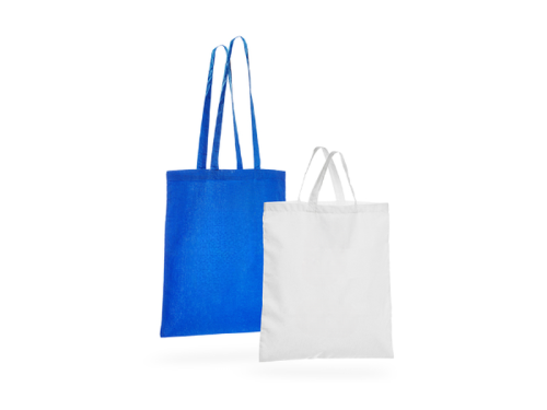 2 sacs en coton avec anses bleu et blanc