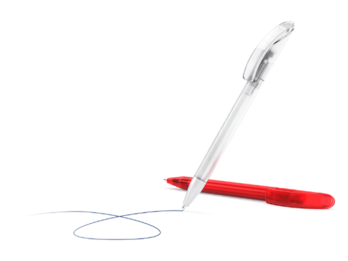 2 stylos à bille Prodir DS3 effet givré blanc ou rouge