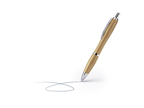 Stylo à bille en bambou avec agrafe, bouton et pointe en acier