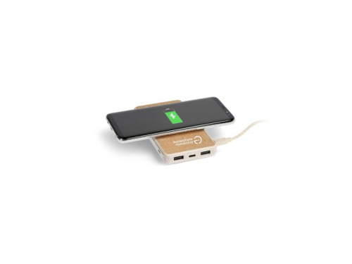 Batterie externe sans fil en liège et fibre de paille de blé 