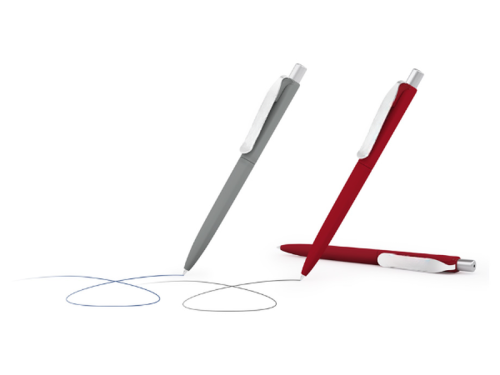 2 stylos à bille Prodir DS8 Soft Touch gris ou rouge