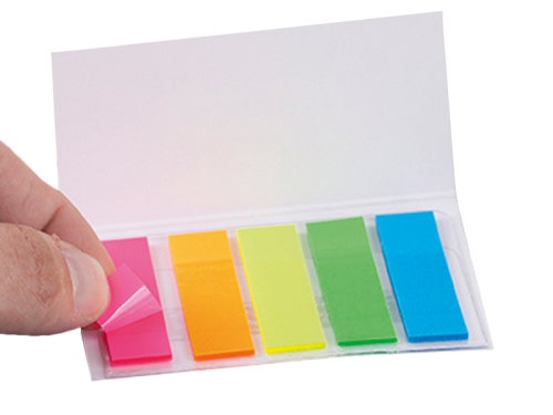Pochette marque-page fluo de couleurs différentes