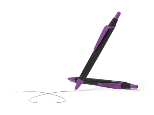 2 stylos à bille Schneider Pen Reco de couleur noir et violet