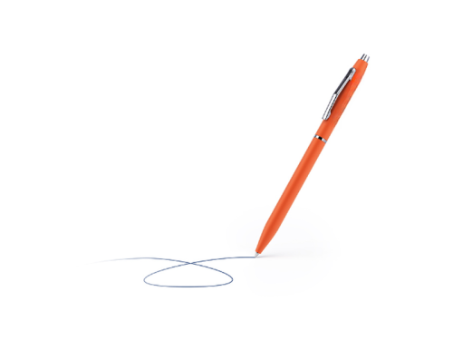 Stylo à bille Slim Line Soft Touch orange avec agrafe et anneau en acier