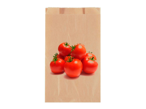 Un sachet primeur kraft avec un lot de tomates imprimé