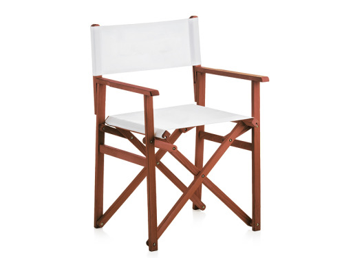 Chaise de rÃ©alisateur blanche et bois foncÃ©