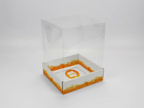 Boîte carrée haute vitrine imprimée avec couvercle transparent